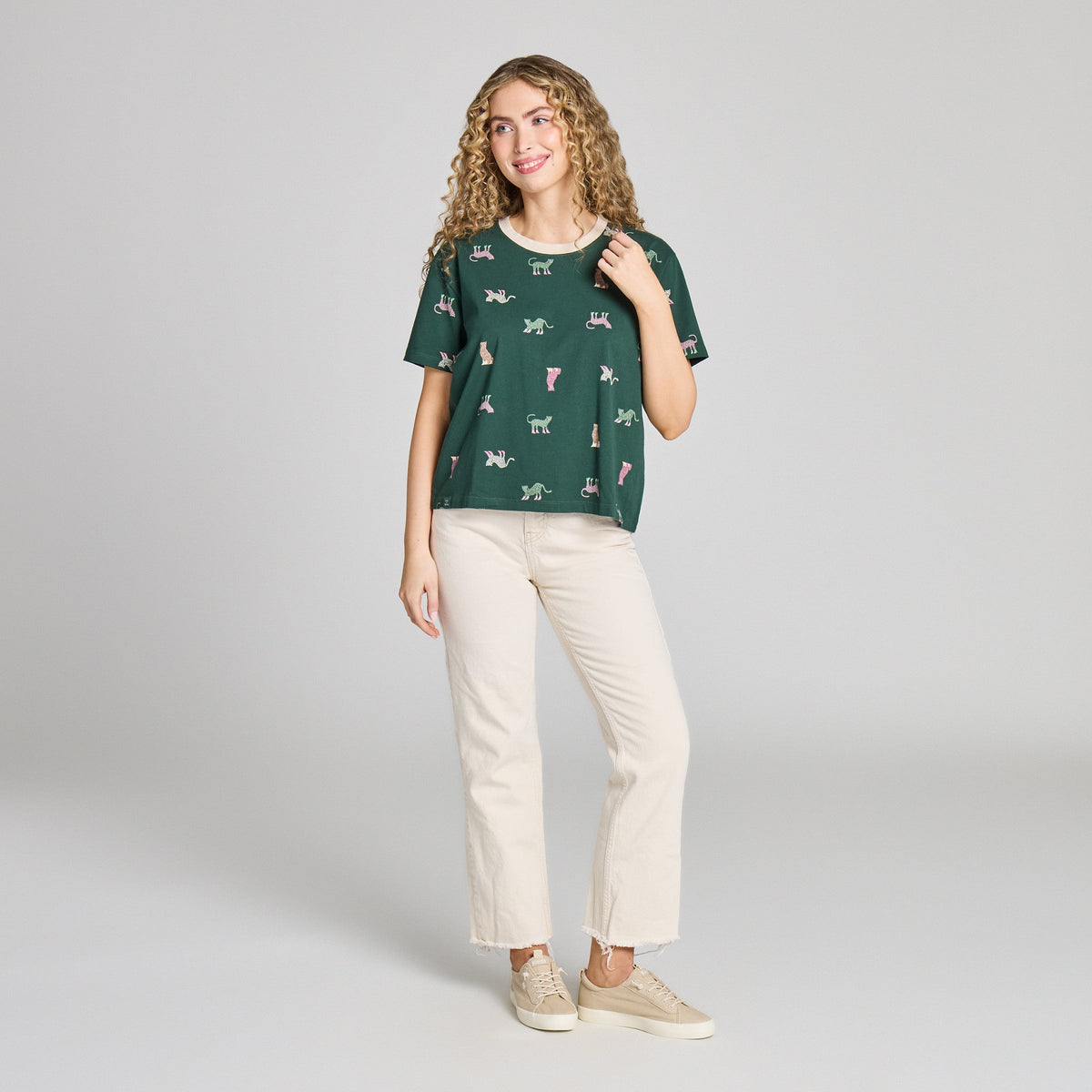 Women's Fancy Leopard Pattern Short Sleeve Crusher Boxy Tee product image 5