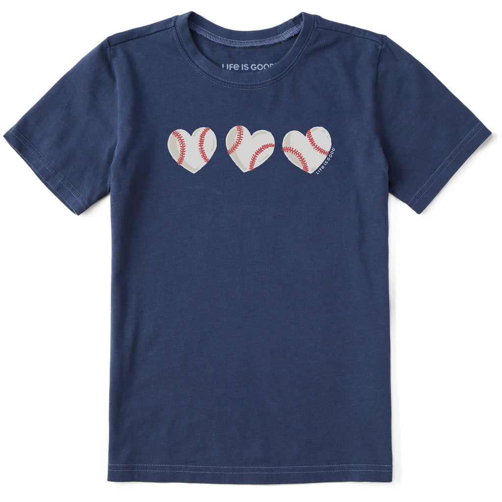 Kids Baseball Heart Trio Short Sleeve Crusher Tee product image 1