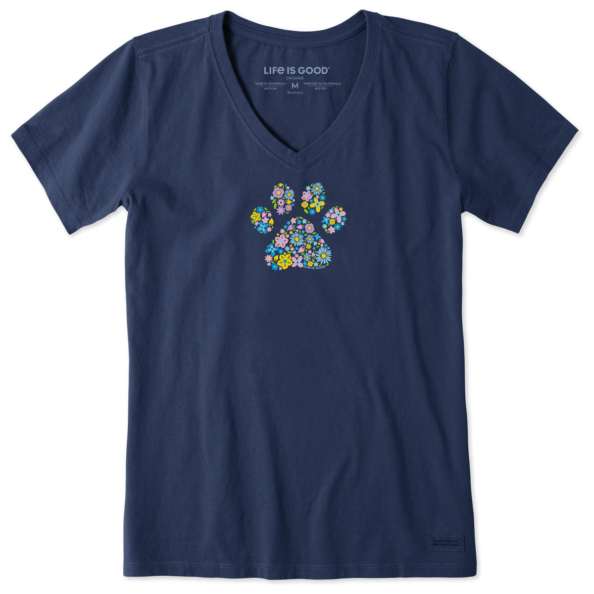 Women's Floral Paw Print Short Sleeve Crusher Vee product image 1